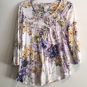 Chico’s Spring floral quarter sleeve top